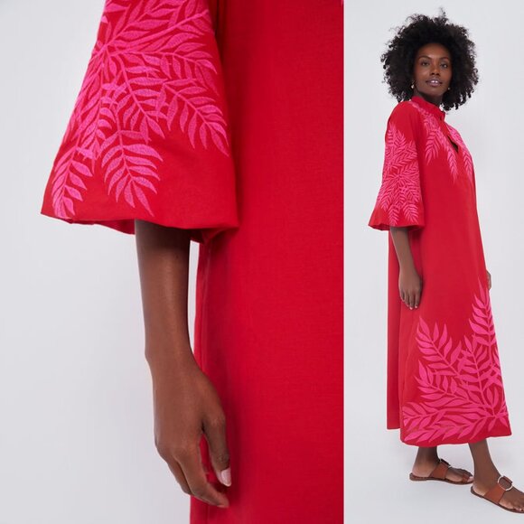 Tuckernuck Scarlet & Hot Pink Embroidered Windermere Caftan | Size XXXL | NWT - Picture 2 of 12